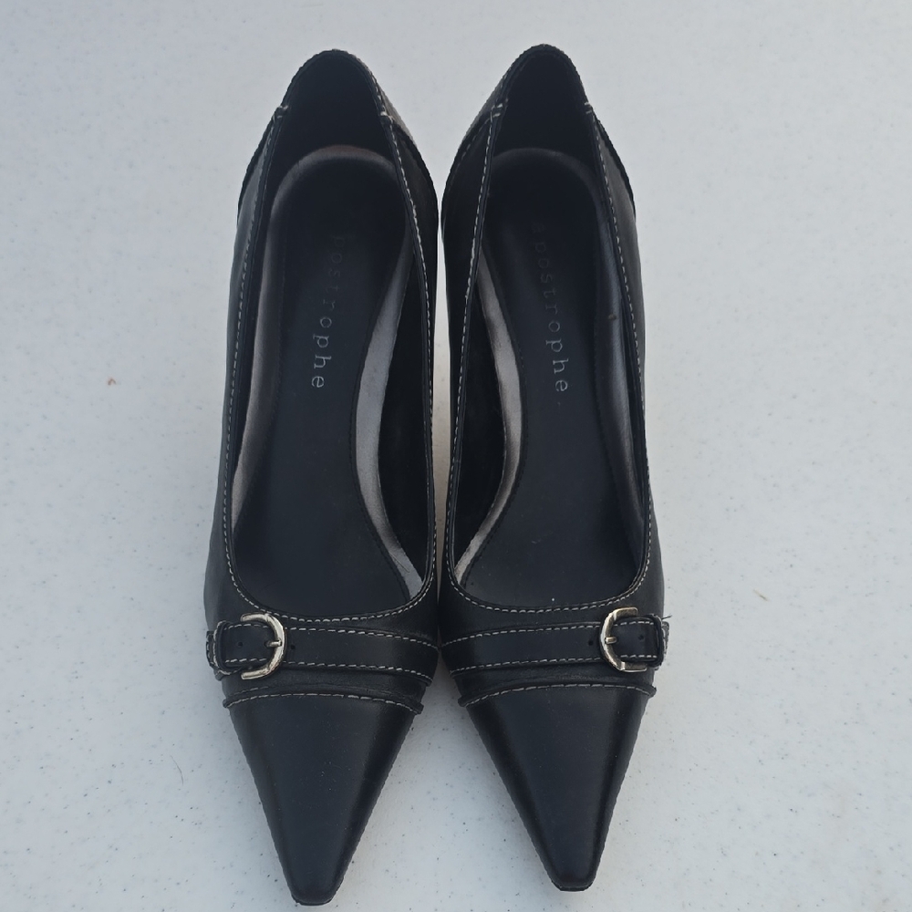 Apostrophe Black Heels Sleek Minimalist Design